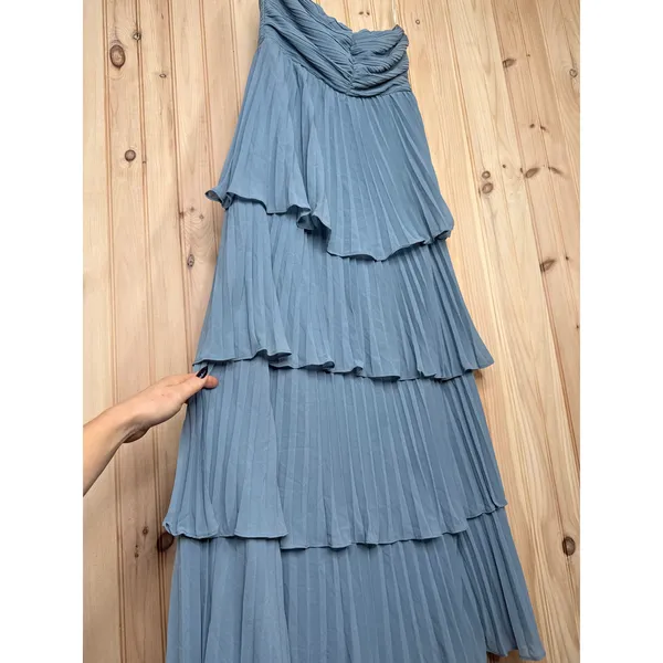 NWOT Lulus Seriously Sensational Light Blue Strapless Tiered Maxi Dress Size L - Image 6