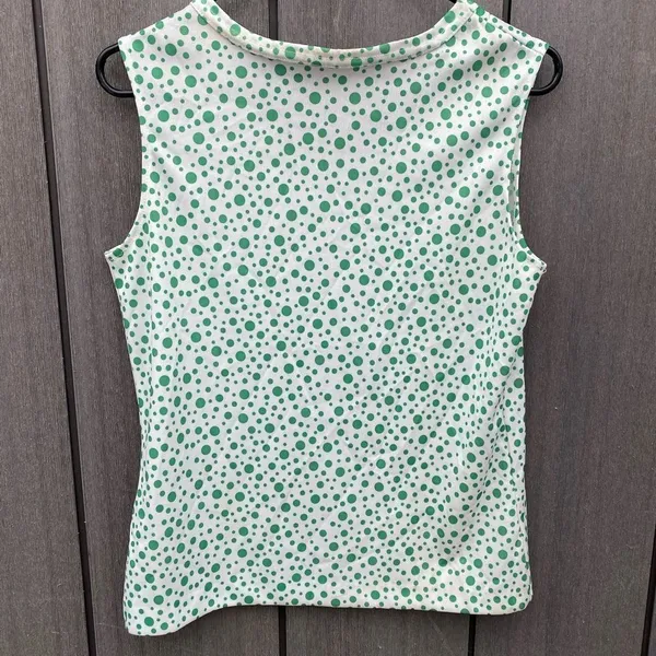 Vintage Sleeveless Polyester Polka‎ Dot Top Green - Image 4