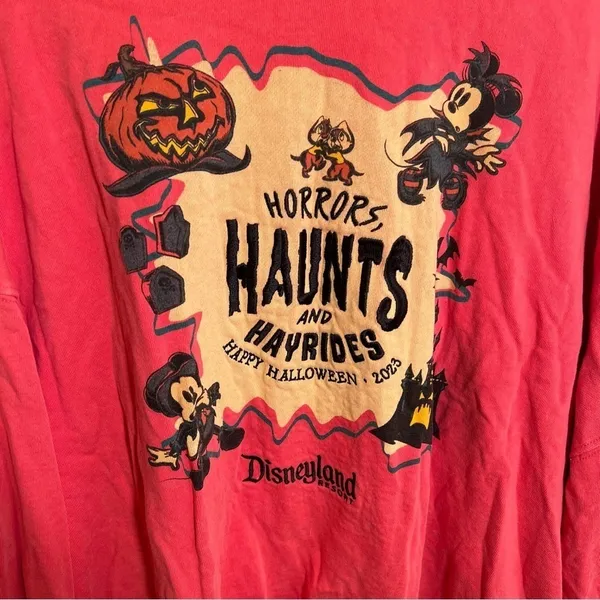 Disneyland Womens Size XL Sweatshirt Pink Horrors, Haunts and Hayrides Halloween - Image 6