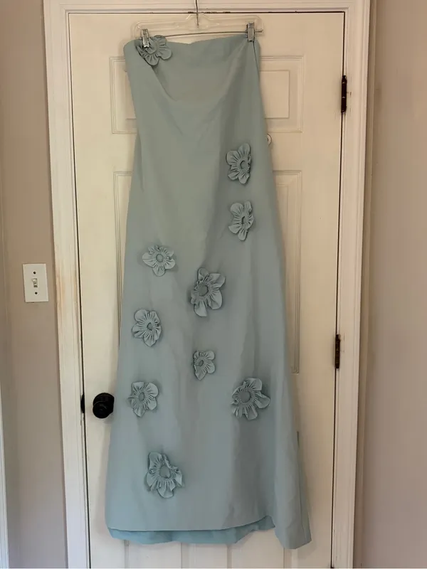 NWT!! Rene Ruiz Strapless Floral Appliqué Dress in Aqua Mint - Image 2