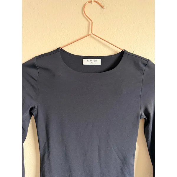 BABATON Contour Black Long‎ Sleeve Snap Closure Bodysuit Ribbed Knit Size XS - Image 4