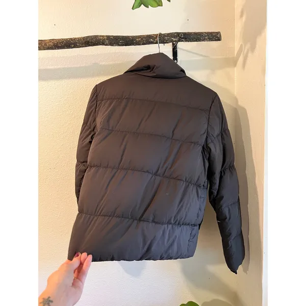 Patagonia Matte Black Silent Down Jacket Women's Size Small Snap Button Classic - Image 12