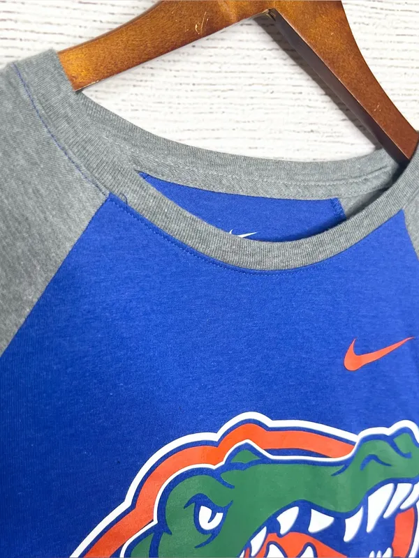 NIKE University of Florida Gators Blue & Orange Sporty Raglan Tee Size Large - Image 5