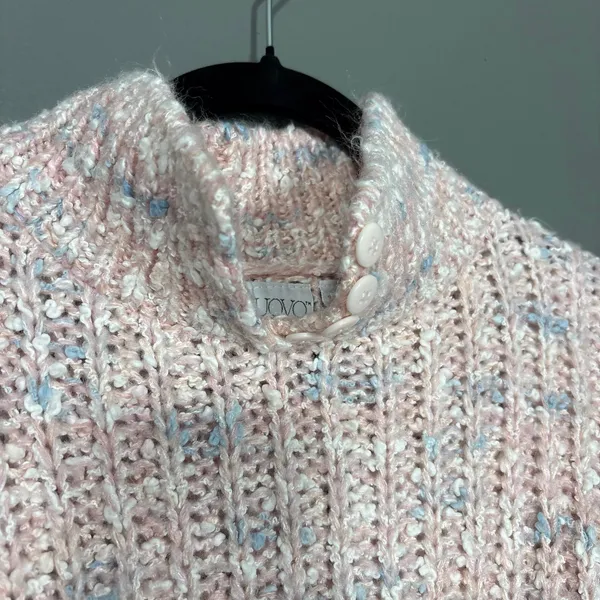 Nuovo Industriale Pink Chunky Knit Vintage Sweater - Size Medium - 1980's Pastel - Image 4