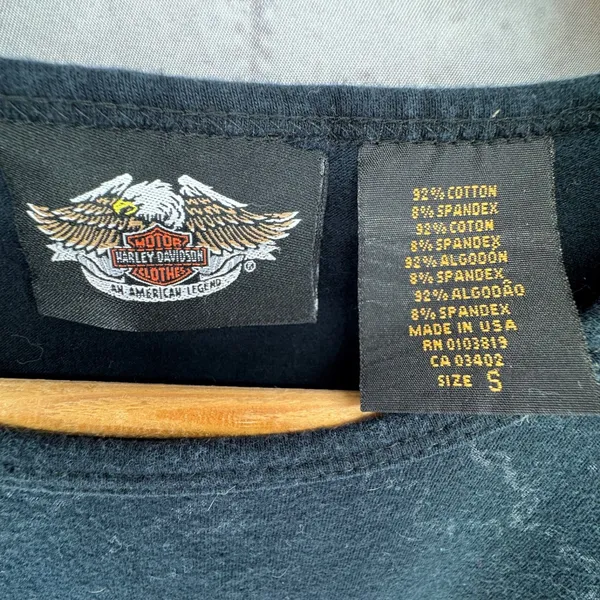Harley Davidson Top Women's S Black Eagle Long Sleeve Made in USA - Image 2