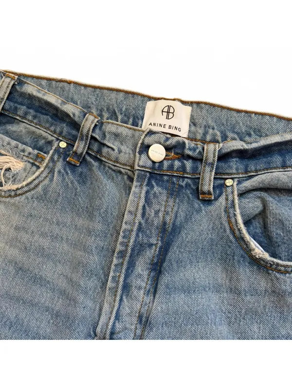 Anine Bing Lara Jean Distressed Button Fly Raw Hem Denim Women's Size 27 - Image 3