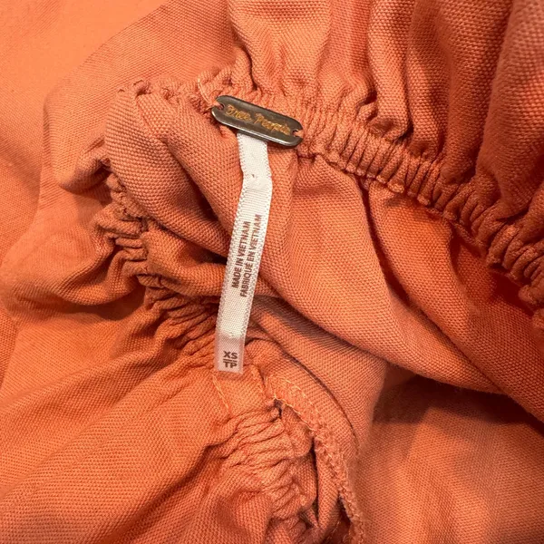 Free People XSmall XS Sophie Coral Orange Cotton Off Shoulder Dress Mini‎ - Image 3