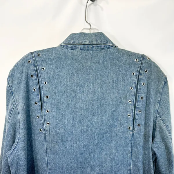 VTG Wrangler Western Wear Large Denim Shirt Blue‎ Grommet Studded Shacket 1234 - Image 7