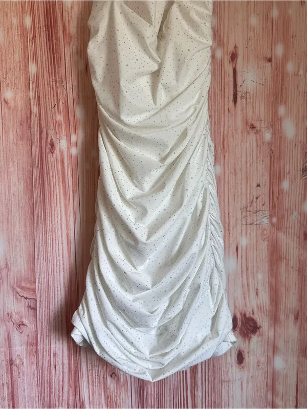 Lucy in the Sky Boop Rhinestone Bodycon Mini Dress White Ruched Halter Party M - Image 5