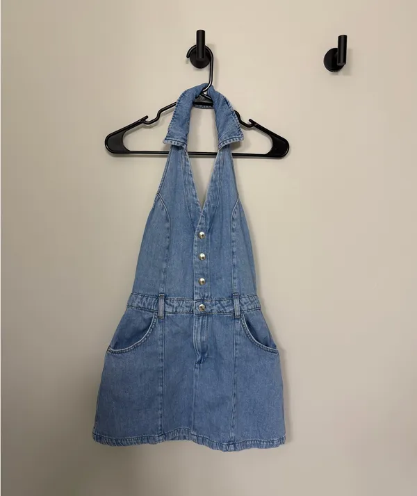 ZARA Denim Halter Dress Midi - Image 4