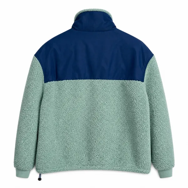UGG Sherpa Fleece Pullover Women's M Teal Blue Logo Quarter Snap Cozy Sweater - Image 3