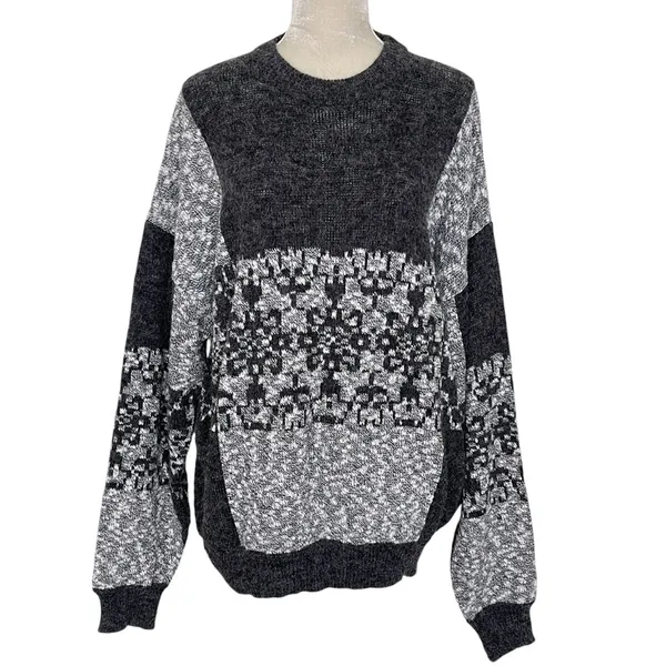 Vintage Nuovo Retro Grandpa Grandma Sweater Unisex Size XL Grunge Acrylic Gray - Image 2