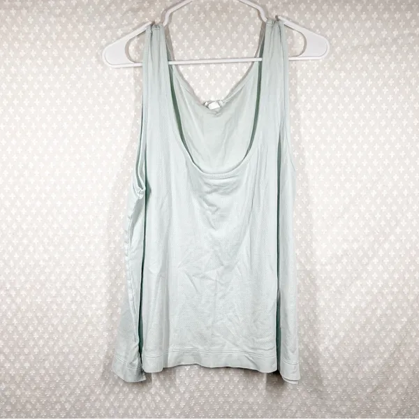 Lake Light Blue‎ Scoop Neck Pointelle Pima Cotton Tank Top - Image 2