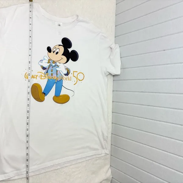 Disney White‎ T-Shirt with Mickey Mouse and Gold Accents Walt Disney World 50 - Image 6