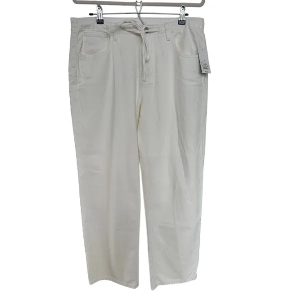 Parke x Target Women's White Cream Mid-Rise Drawstring Baggy Jeans Size 12 NWT - Image 3