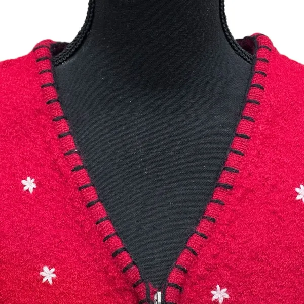 VTG Coldwater Creek Wool Full Zip Vest Size M‎ Snowman Cabincore Ugly Christmas - Image 4