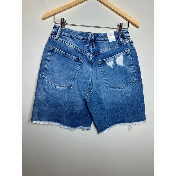 Good American Denim Shorts Womens 4/27 Blue Raw Hem Distressed GNIC0235T - Image 6