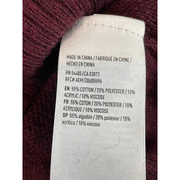 American Eagle Sweater Size S Burgundy Knit Crew Neck Long Sleeve Rib Trim NWT - Image 7