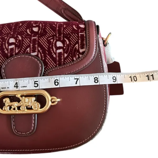 Coach Elle Saddle Bag with Signature Chain Print Style #F38111 in Burgundy Red - Image 8