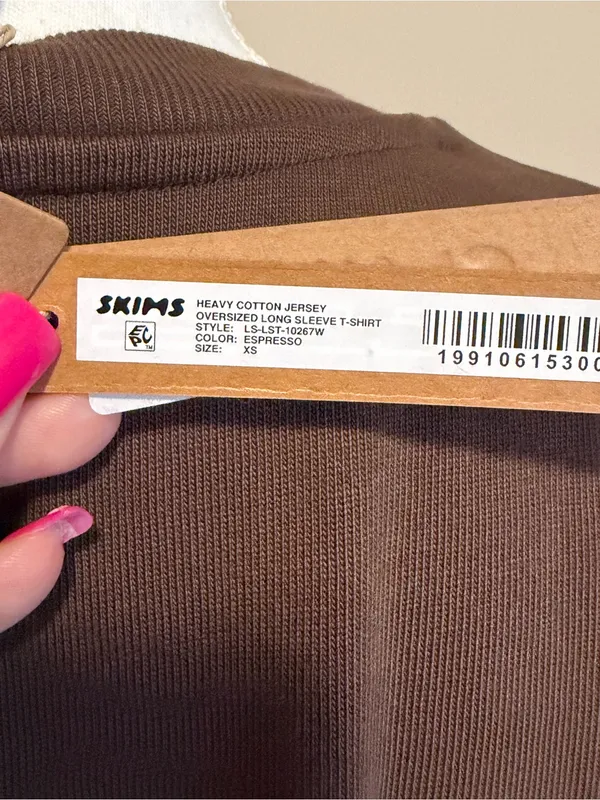 NWT Skims Heavy cotton jersey oversized long sleeve tee size xs espresso - Image 2