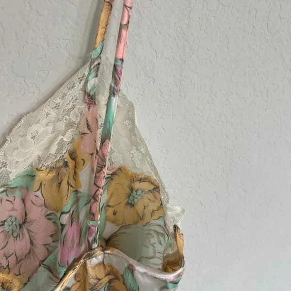 Victoria Secret Vintage Gold Label Floral Satin Mini Slip Dress Size Small - Image 7