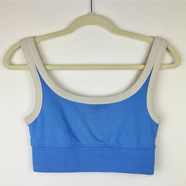 Madewell Terry Ribbed Bralette Crop Top Blue Athleisure Active Casual XS NWT - Image 6