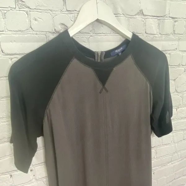 Madewell T-Shirt Mini Dress Short Sleeve Colorblock Gray‎ Black Women XS - Image 5