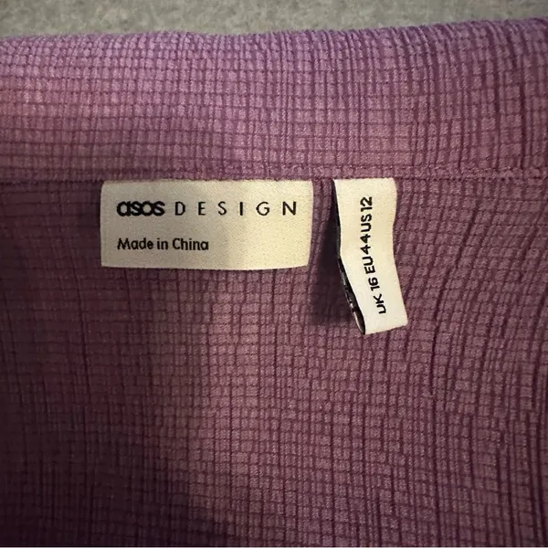 ASOS DESIGN crinkle textured ruched front shirt purple size 12 - Image 5