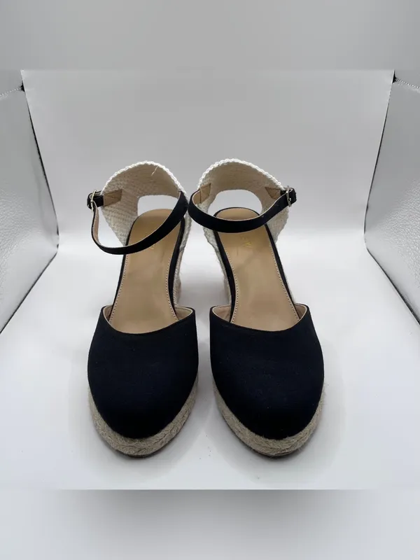J.Crew Ankle-strap espadrille wedges black size 8 - Image 4