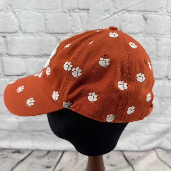 Clemson University Tiger Paw Baseball Cap Orange Adjustable Strapback Hat - Image 2