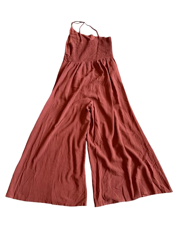 Aarabess Cropped Length Terracotta Jumpsuit Wide Leg One Shoulder Size Medium - Image 7
