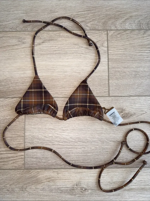 Revolve Miaou Bikini in Chocolate Plaid - Image 3