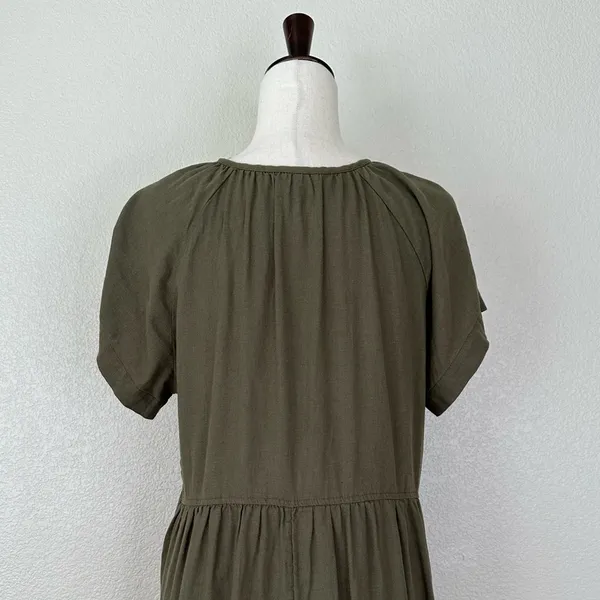 Universal Threads Linen Blend Olive Green Short Sleeves Shift Dress, Sz Large - Image 9