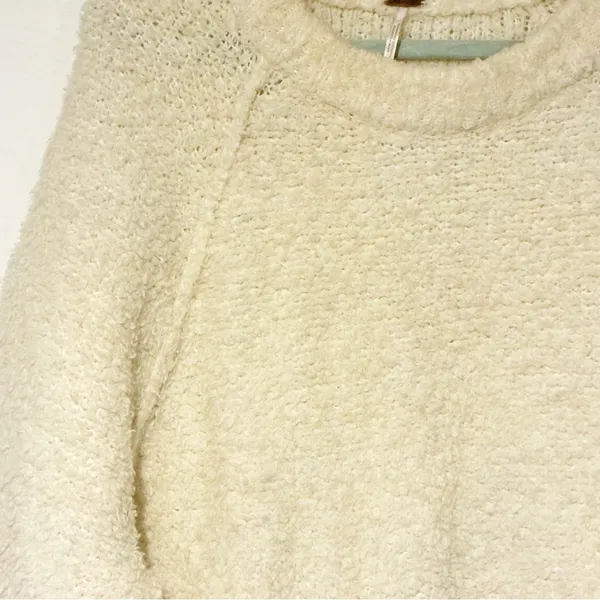Free People Women's Cream Teddy Long-Sleeve Sweater Tunic Nubby‎ Size XL - Image 3