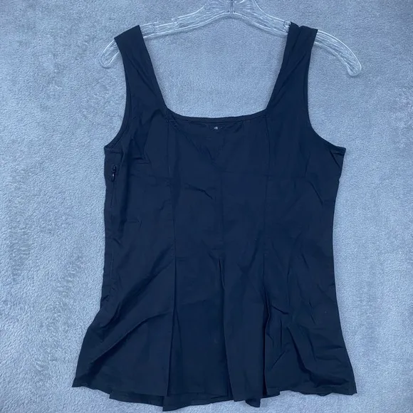 J‎ Crew Top Womens 2 Black Button Up Peplum Sleeveless Square Neck Cotton CK740 - Image 5