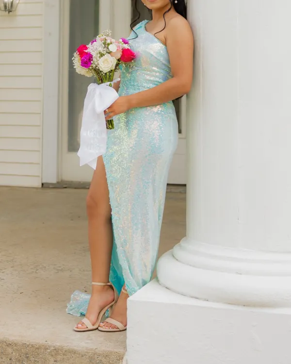 Sherri Hill Prom Dress aqua - Image 4