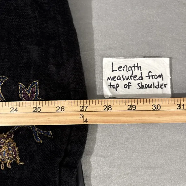 Victorian Chenille Jacket Size Medium 8 10 Black Whimsigoth Regency Asian Floral - Image 10