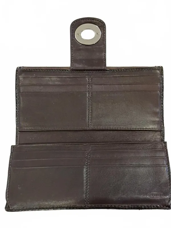 Coach Vintage Signature Coach Turnlock Continental Wallet With Leather Trim - Image 3