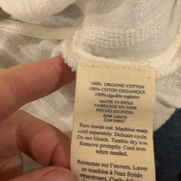 Faherty Isla embroidered organic cotton button-up tank top cream sz XL - Image 6