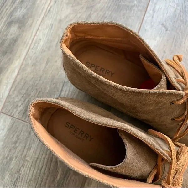 Sperry Celeste Prow Tan Taupe Wedge Heel Booties Size 10 - Image 5