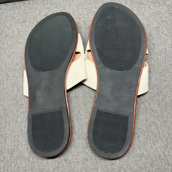 Chic Chain Slide Sandals Slip On Flat Summer Cream Tan Unbranded‎ Size 41 - Image 6