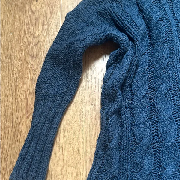 Free People Deep Blue Cable Knit Oversized‎ Sweater - Image 5