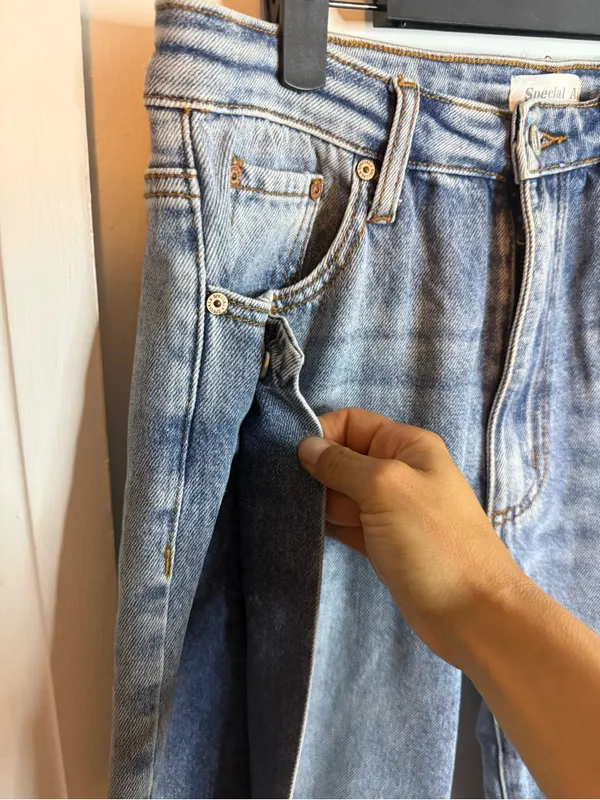 Special A High Waisted Front Panel Seam Baggy Jeans - Image 6