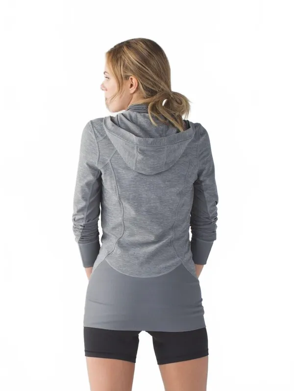 Lululemon Daily Practice Jacket Hoodie Luon Heathered Slate Gray Women's Size 4 - Image 3