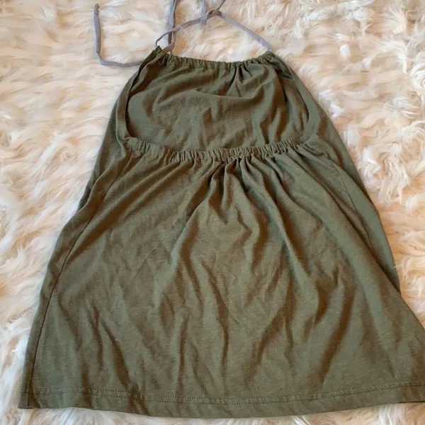 Poor Pitiful Pearl Army Green Cotton Tie Neck Halter Top Handmade Size S. - Image 5