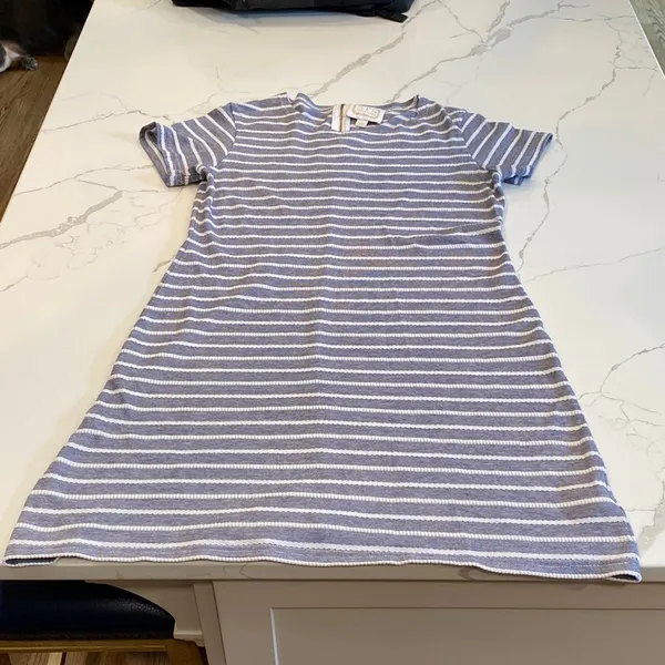 Sail to Sable Striped Casual Dress in Blue and White - Image 4