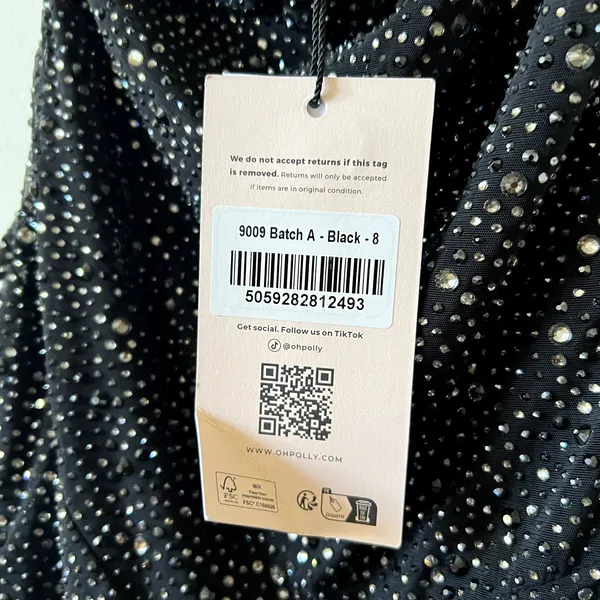 Oh Polly Zahira Embellished One-Shoulder Mini Dress in Black Size 4 New - Image 10