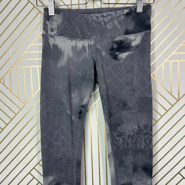 Alo Yoga Leggings Airbrush Tie Dye Abstract Print Stretch Skinny Gray Size‎ XS - Image 5