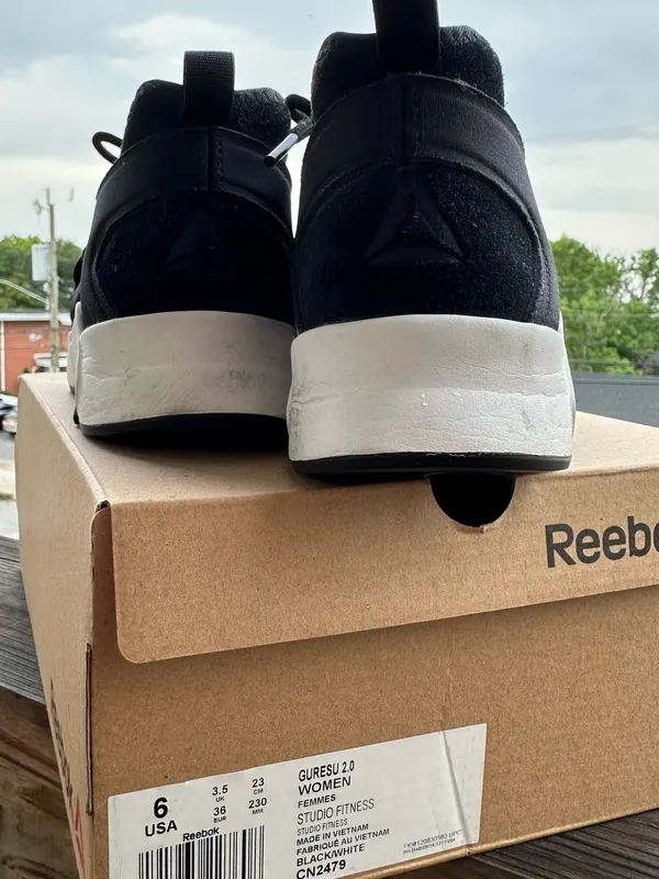 Reebok Black & White Speckled Knit Sneakers - Image 5