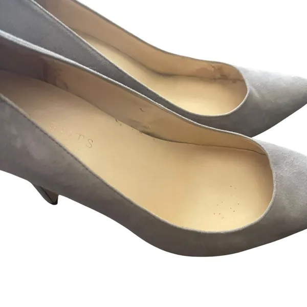 Talbots Women's Size 9‎ M Gray Leather Suede Pointed Toe 4.5 IN Heels - Image 4